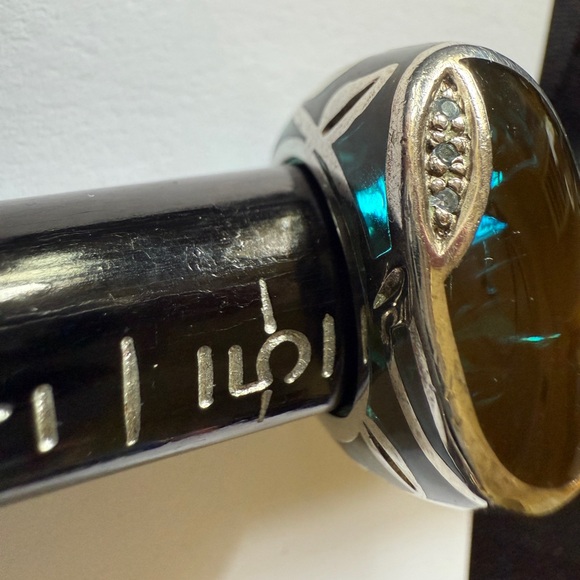 Silver and Designer Italian blue glass Ring, size 5.5 - Picture 4 of 9